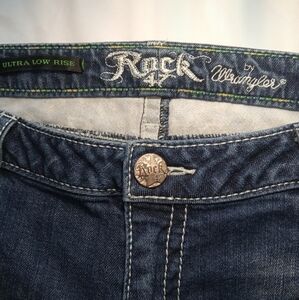 Rock 47 Wrangler Womens Ultra Low Rise Medium Wash Blue Jeans Sz 11/12 x32.